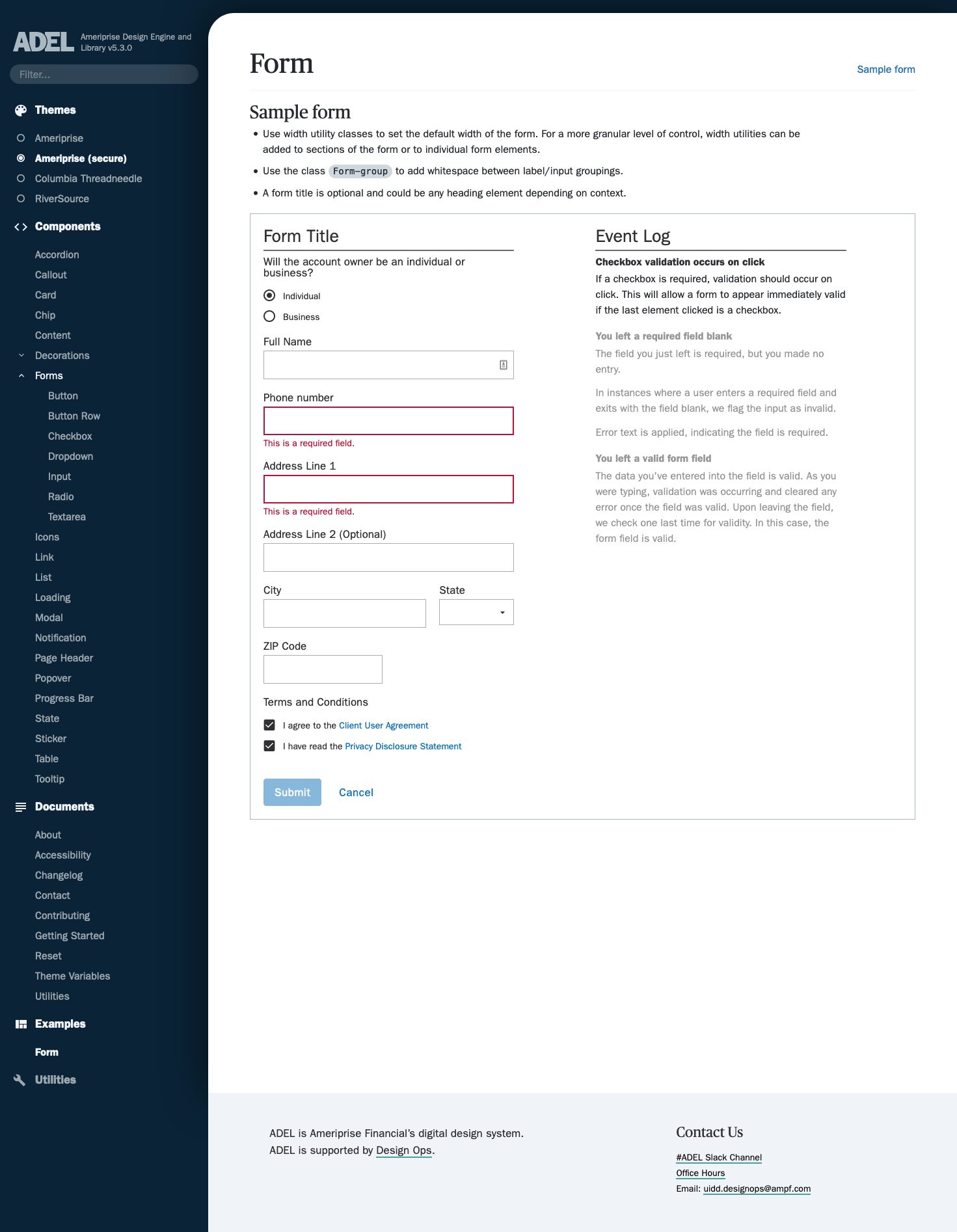 adel's example form page